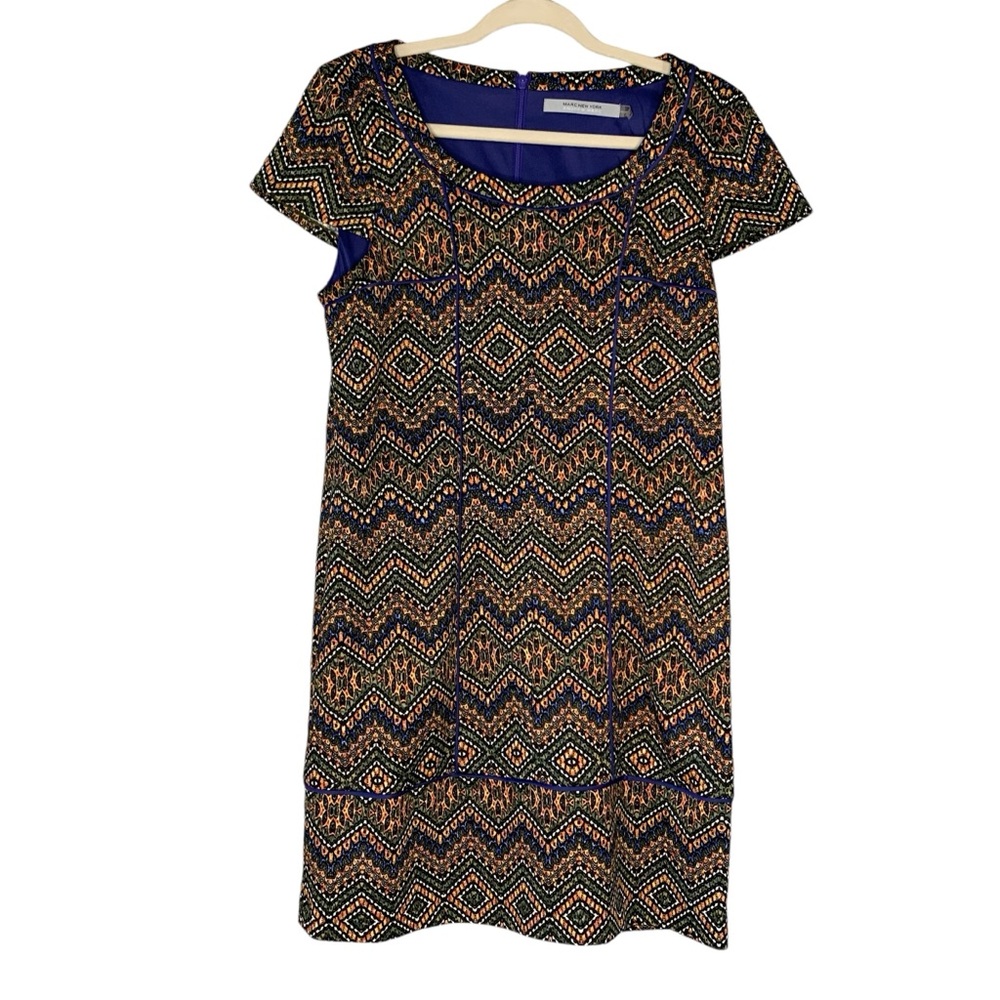 Marc New York/Andrew Marc Multi Color Chevron Shift Dress . Size 8